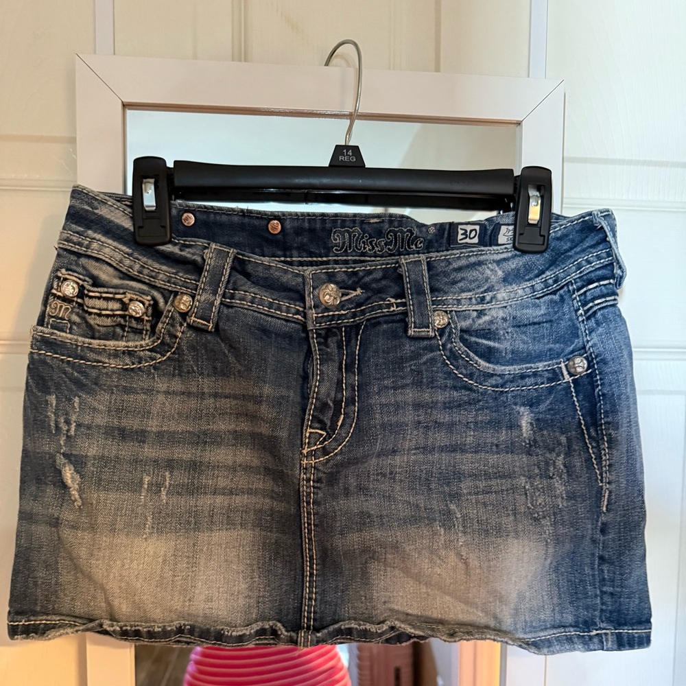 Miss Me Blue Casual Mini Skirt